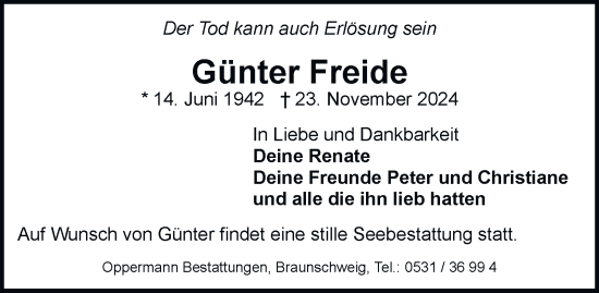 Traueranzeige von Günter Freide 