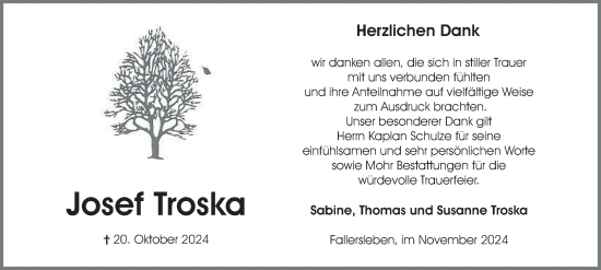 Traueranzeige von Josef Troska 