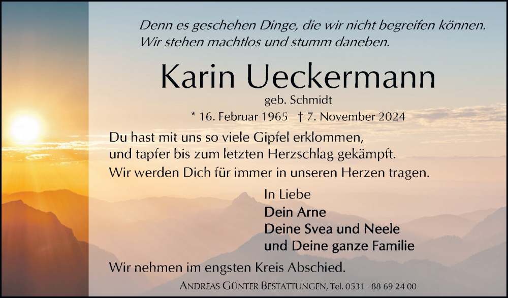  Traueranzeige für Karin Ueckermann vom 16.11.2024 aus 