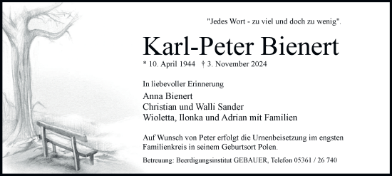 Traueranzeige von Karl-Peter Bienert 