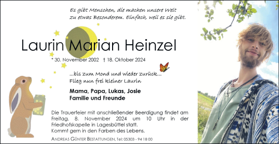 Traueranzeige von Laurin Marian Heinzel 