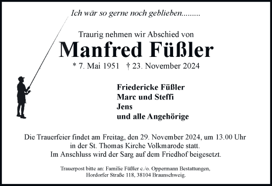 Traueranzeige von Manfred Füßler 