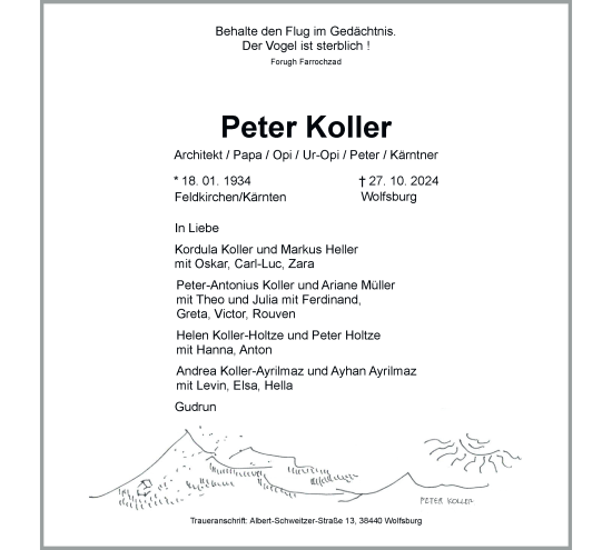 Traueranzeige von Peter Koller 