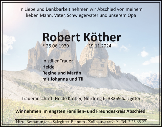 Traueranzeige von Robert Köther von Salzgitter-Zeitung