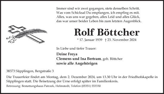 Traueranzeige von Rolf Böttcher von Helmstedter Nachrichten