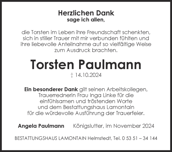 Traueranzeige von Torsten Paulmann 