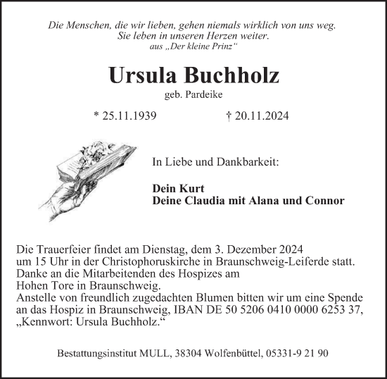 Traueranzeige von Ursula Buchholz 