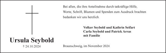 Traueranzeige von Ursula Seybold 