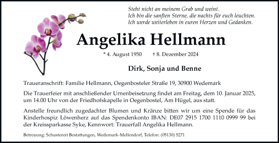 Traueranzeige von Angelika Hellmann 