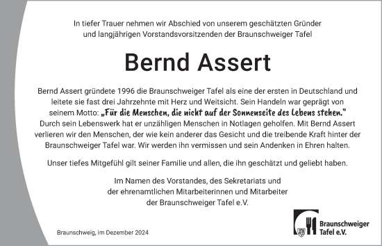 Traueranzeige von Bernd Assert 