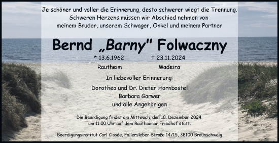 Traueranzeige von Bernd Folwaczny 