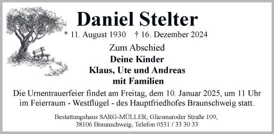 Traueranzeige von Daniel Stelter 