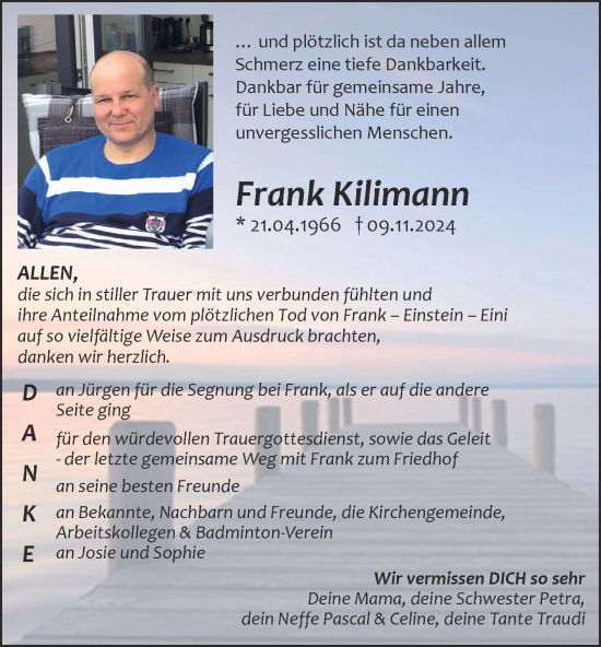 Traueranzeige von Frank Kilimann von Salzgitter-Zeitung