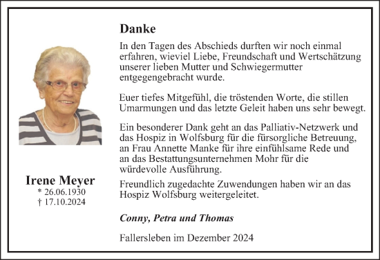 Traueranzeige von Irene Meyer 