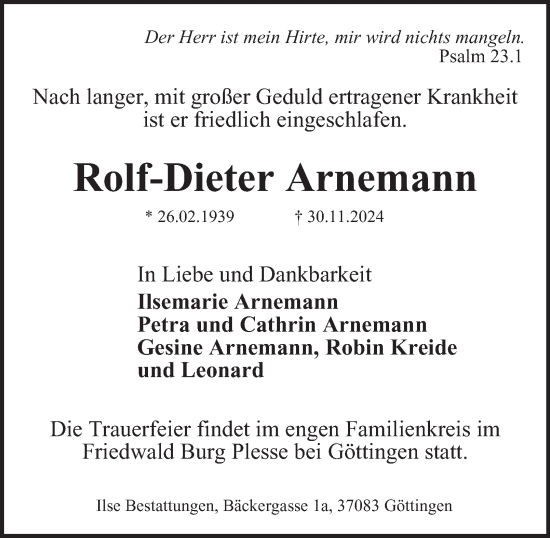 Traueranzeige von Rolf-Dieter Arnemann 