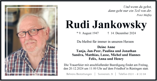 Traueranzeige von Rudi Jankowsky 