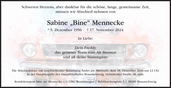 Traueranzeige von Sabine  Mennecke 