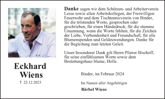 Traueranzeige von Eckhard Wiens von Salzgitter-Zeitung