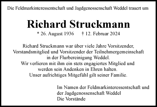 Traueranzeige von Richard Struckmann von Braunschweiger Zeitung