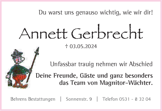 Traueranzeige von Annett Gerbrecht von Braunschweiger Zeitung