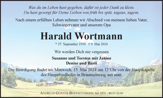 Traueranzeige von Harald Wortmann von Braunschweiger Zeitung