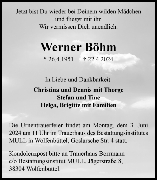 Traueranzeige von Werner Böhm von Braunschweiger Zeitung