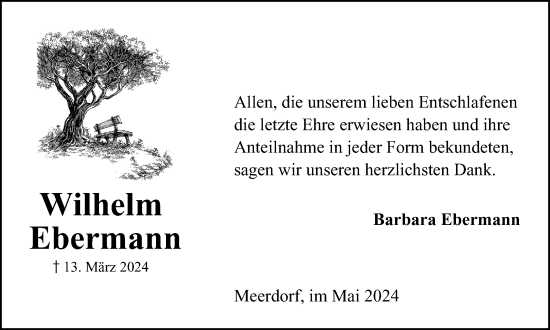 Traueranzeige von Wilhelm Ebermann von Peiner Nachrichten