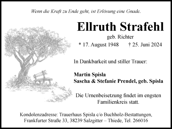 Traueranzeige von Ellruth Strafehl von Salzgitter-Zeitung