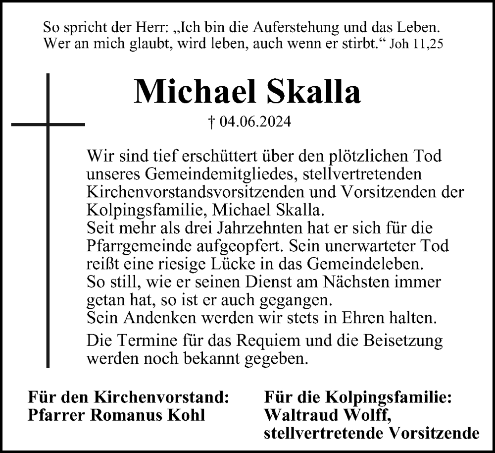  Traueranzeige für Michael Skalla vom 08.06.2024 aus Salzgitter-Zeitung