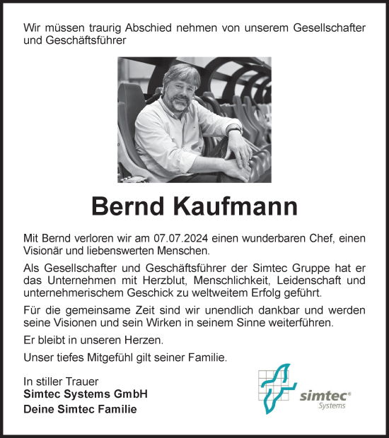 Traueranzeige von Bernd Kaufmann von Braunschweiger Zeitung