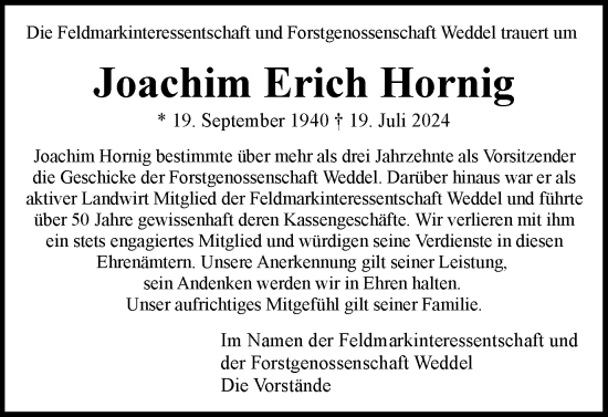 Traueranzeige von Joachim Erich Hornig von Braunschweiger Zeitung