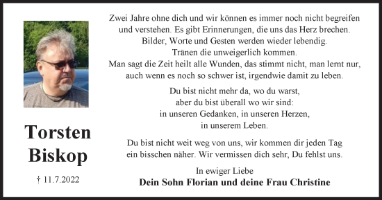 Traueranzeige von Torsten Biskop von Salzgitter-Zeitung, Peiner Nachrichten