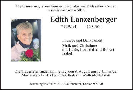 Traueranzeige von Edith Lanzenberger von Wolfenbütteler Zeitung