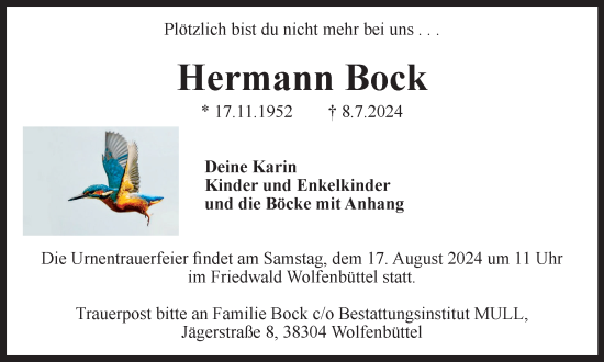 Traueranzeige von Hermann Bock von Salzgitter-Zeitung