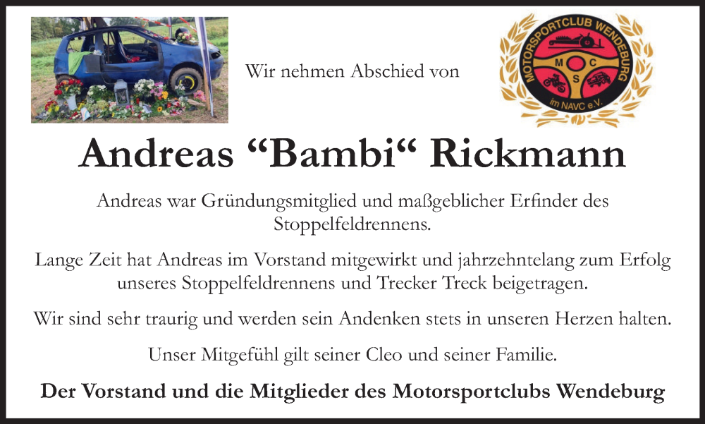  Traueranzeige für Andreas Rickmann vom 21.09.2024 aus Braunschweiger Zeitung