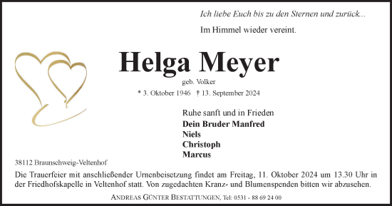 Traueranzeige von Helga Meyer von Braunschweiger Zeitung