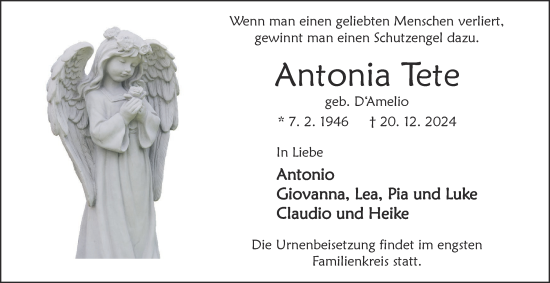 Traueranzeige von Antonia Tete 