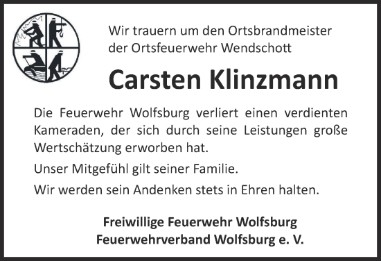 Traueranzeige von Carsten Klinzmann 