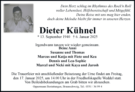 Traueranzeige von Dieter Kühnel 