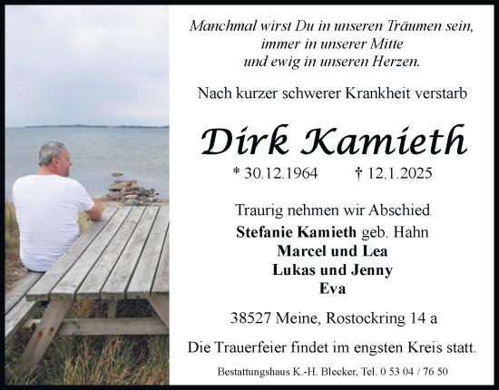 Traueranzeige von Dirk Kamieth 