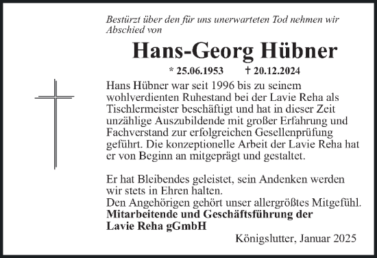 Traueranzeige von Hans-Georg Hübner von Salzgitter-Zeitung