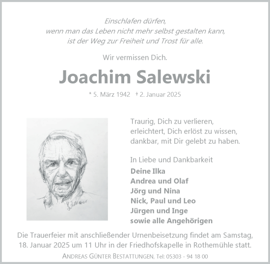 Traueranzeige von Joachim Salewski 