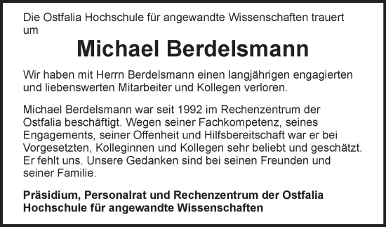 Traueranzeige von Michael Berdelsmann 