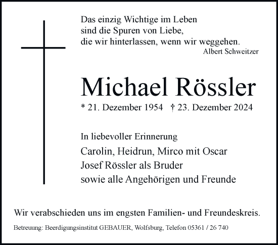 Traueranzeige von Michael Rössler 