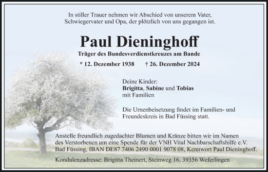 Traueranzeige von Paul Dieninghoff 