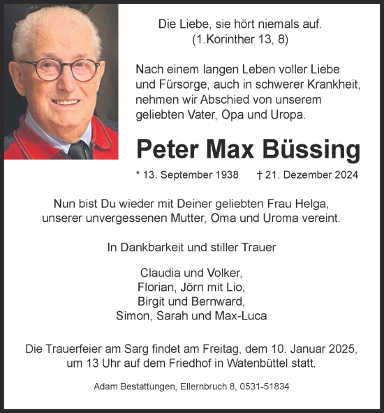 Traueranzeige von Peter Max Büssing 