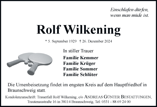 Traueranzeige von Rolf Wilkening 