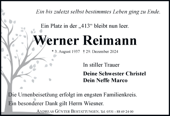 Traueranzeige von Werner Reimann 