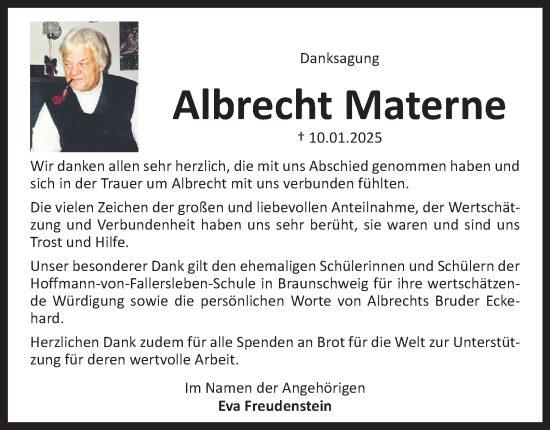 Traueranzeige von Albrecht Materne von Salzgitter-Zeitung