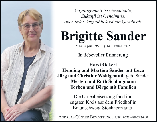 Traueranzeige von Brigitte Sander 